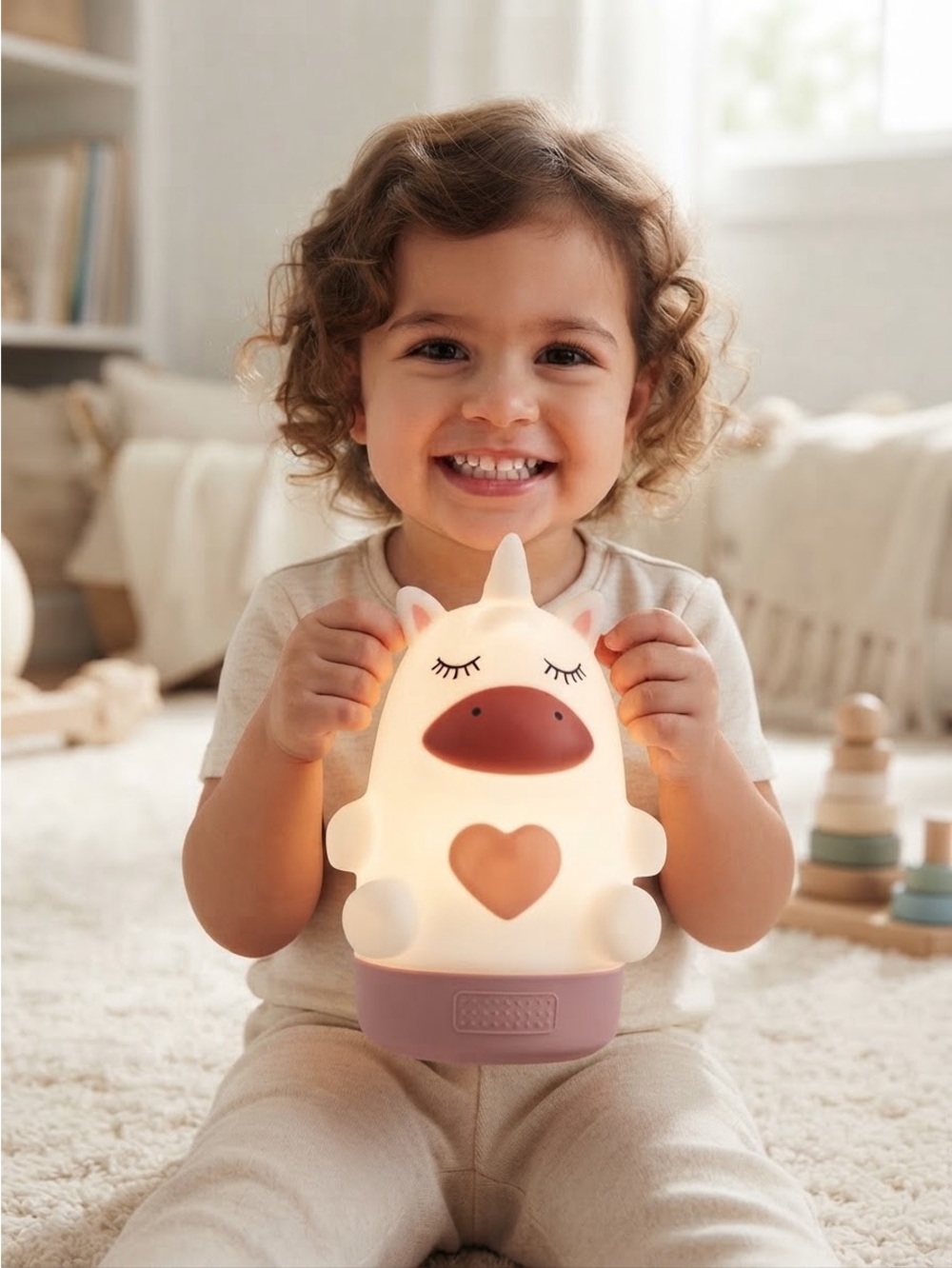 Firefly! Unicorn Night Light & camping lantern with 6 light colors & handle